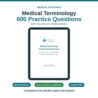 Medical Terminology Practice Question Pack — 600 Questions with Answersduct