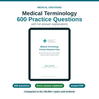 Medical Terminology Practice Question Pack — 600 Questions with Answersduct